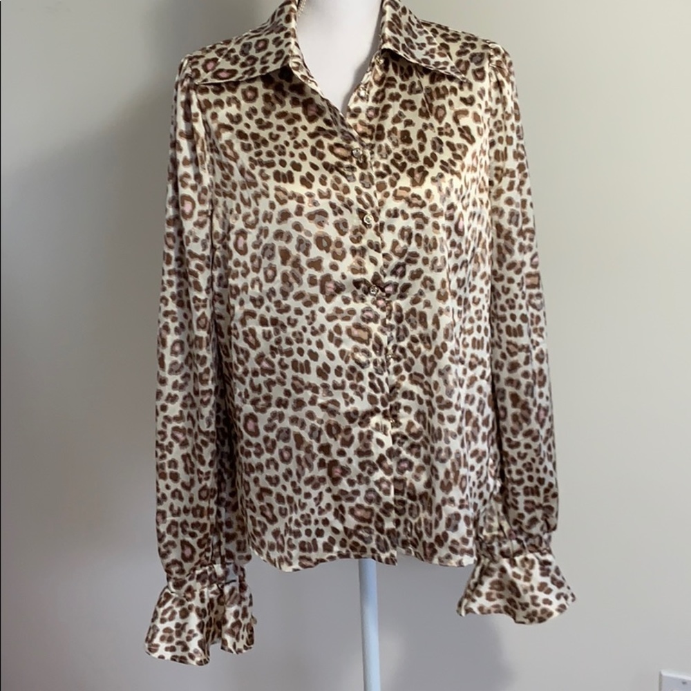 Animal Print Button Up Blouse